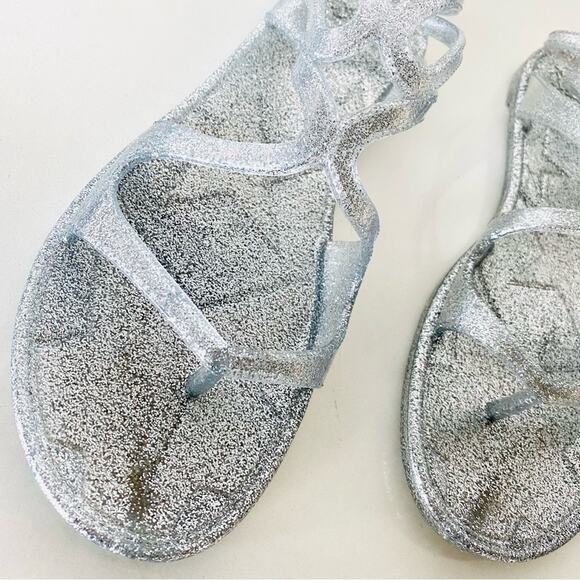 NEW JIMMY CHOO Lance Jelly Gladiator Silver Sparkle Double Strap Sandals 40 10 - Picture 6 of 15